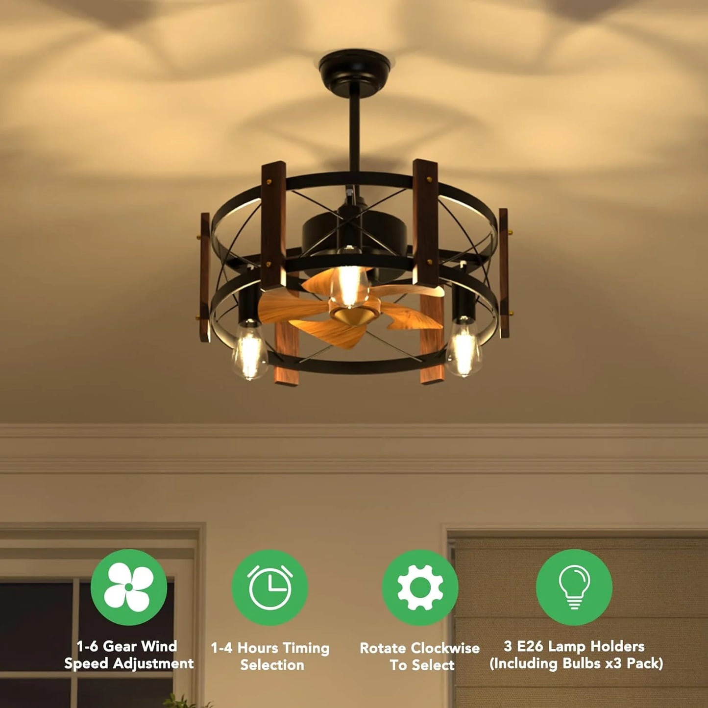Contemporary Farmhouse Ceiling Fan with Integrated LED Lighting