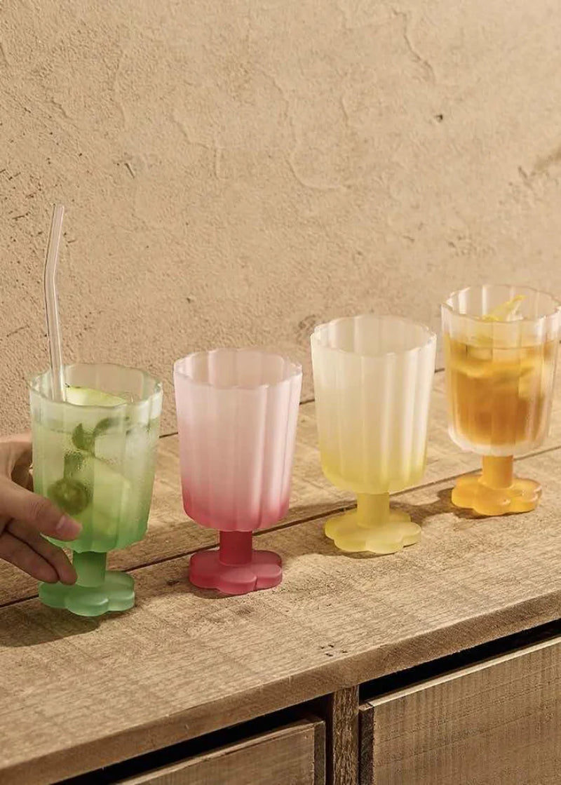Artisan Hand-Blown Petal Goblets - Elegant Colored Wine Glasses