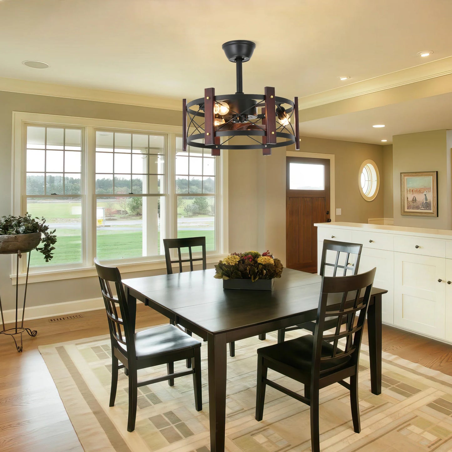 Contemporary Farmhouse Ceiling Fan with Integrated LED Lighting