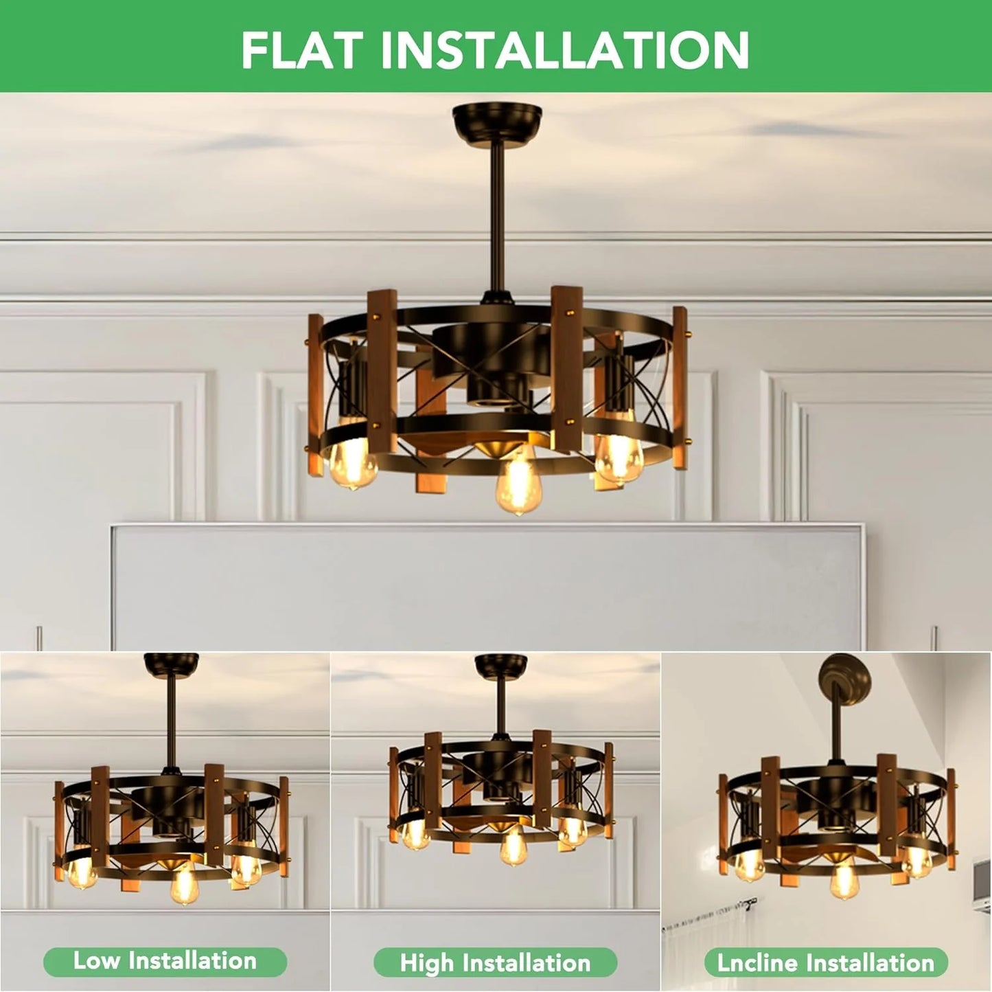 Contemporary Farmhouse Ceiling Fan with Integrated LED Lighting