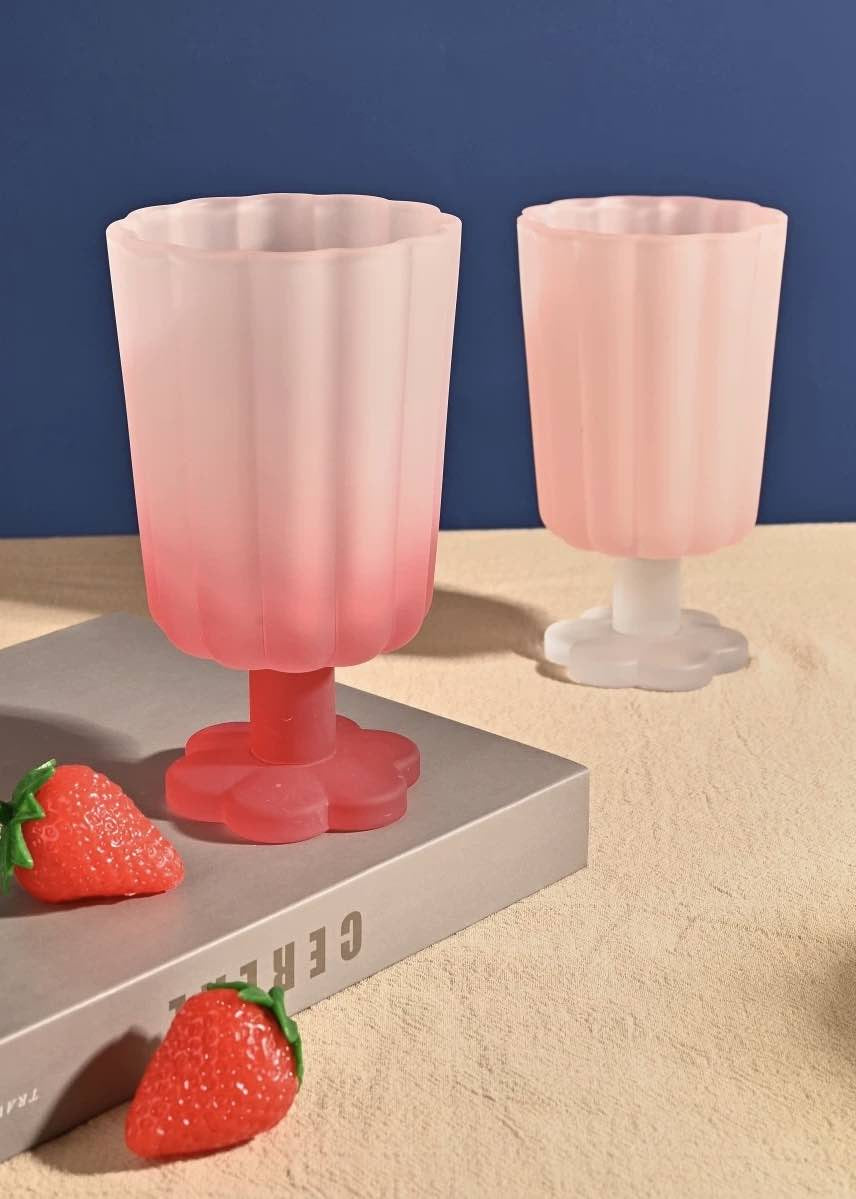 Artisan Hand-Blown Petal Goblets - Elegant Colored Wine Glasses