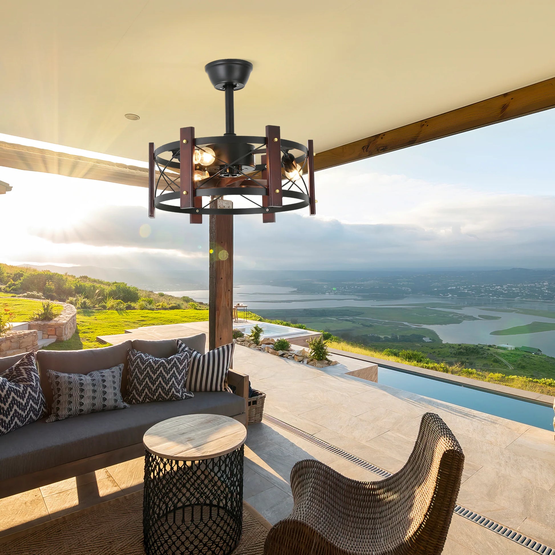 Contemporary Farmhouse Ceiling Fan with Integrated LED Lighting