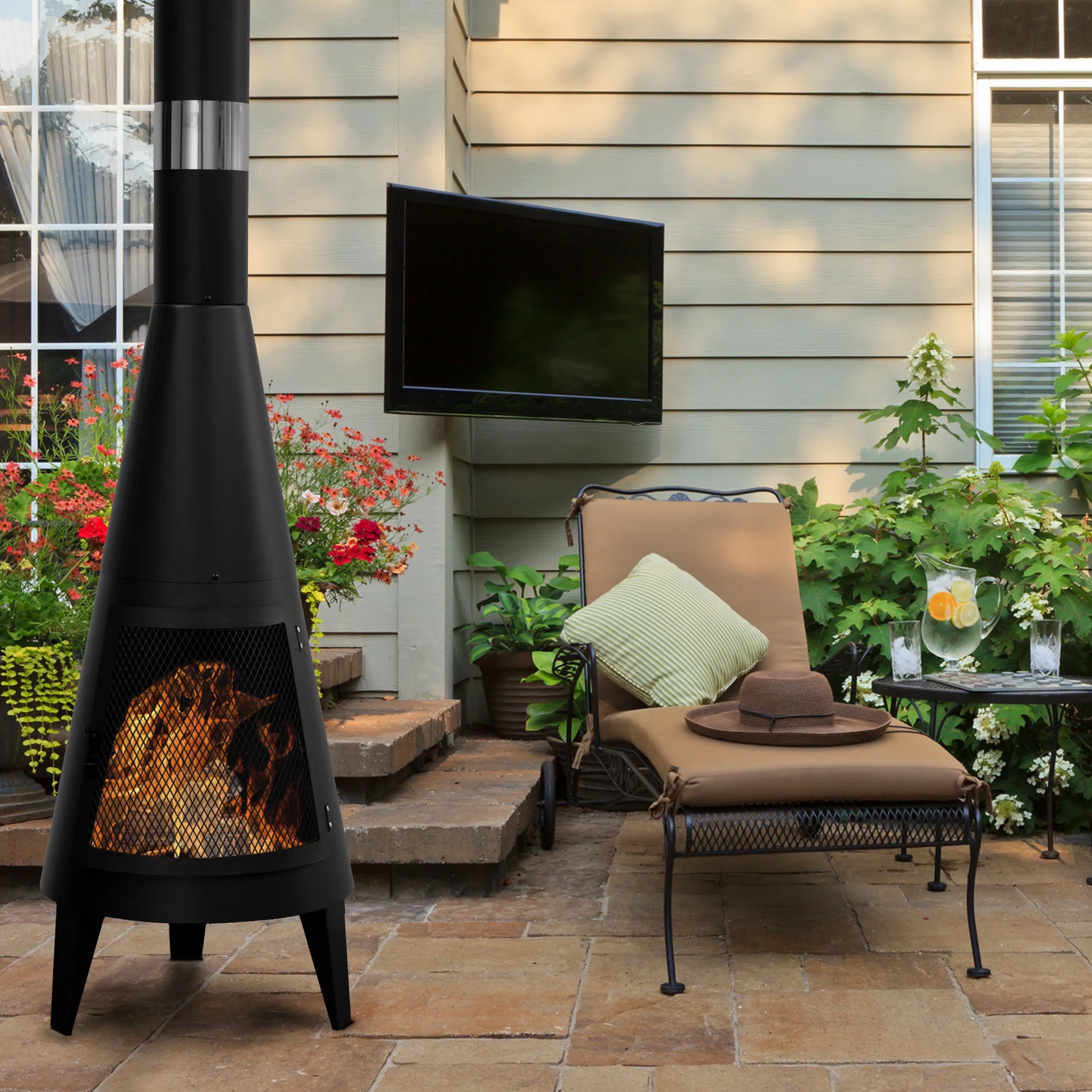 Contemporary Mesh Chiminea Fireplace