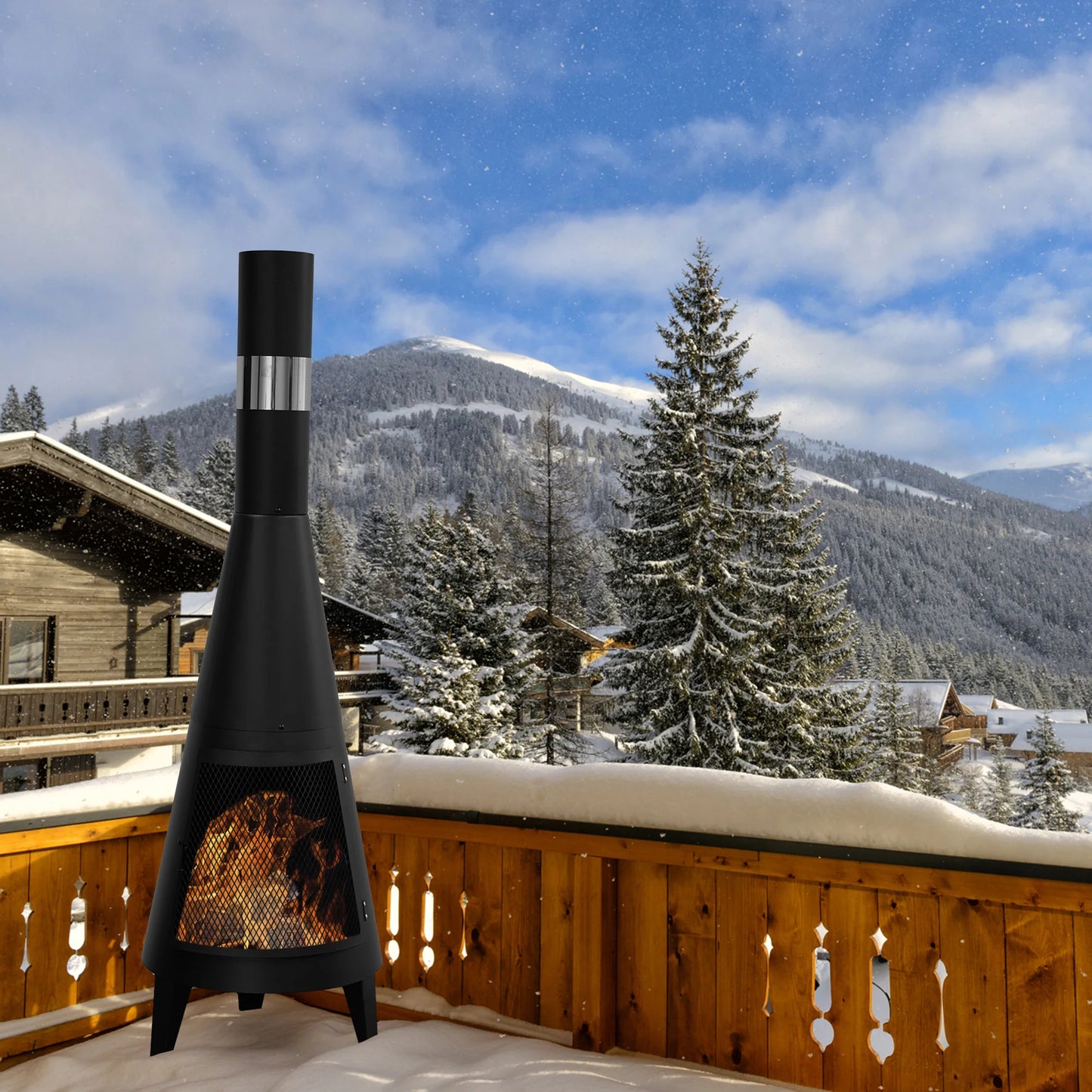 Contemporary Mesh Chiminea Fireplace