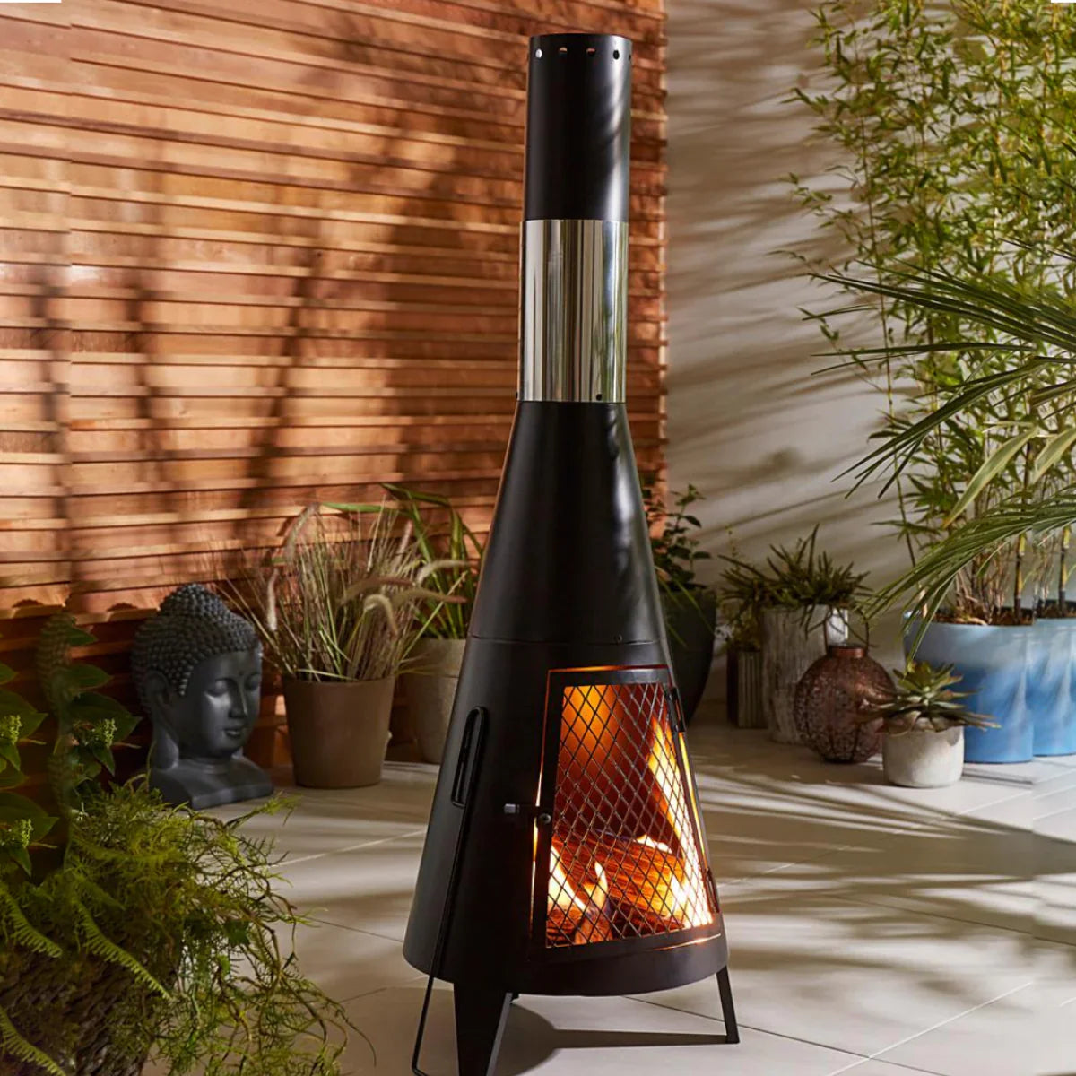 Contemporary Mesh Chiminea Fireplace