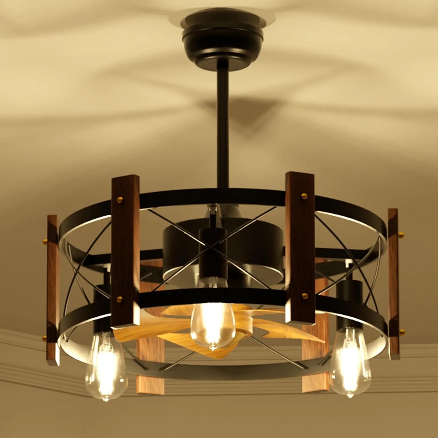 Contemporary Farmhouse Ceiling Fan with Integrated LED Lighting